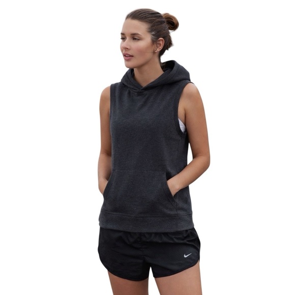 Lululemon Blissed Out Sleeveless Hoodie Heathered Black Gray 6 - Picture 2 of 12